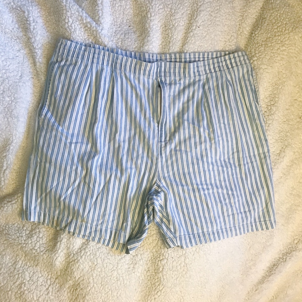 Blue and white striped shorts